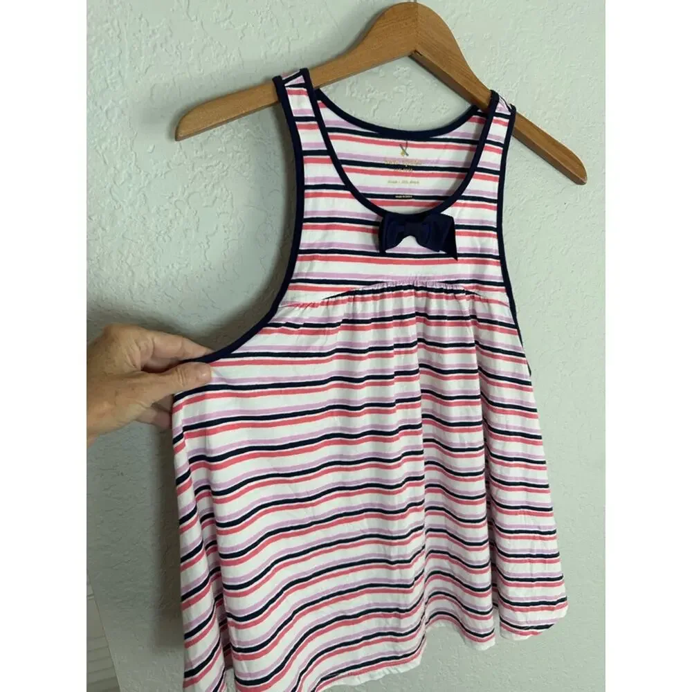 kate spade Tank Top Stripe Pink Purple White Bow Girly Feminine Summer Swing